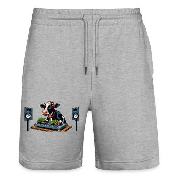 DJ Cowspin - Stanley/Stella Unisex Bio Joggingshorts Trainer  - Grau meliert - Vorne - Nik (191cm) & Marisol (170cm)