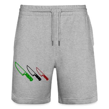 Couteau drapeau italien - Short de jogging bio TRAINER Stanley/Stella unisexe - gris chiné - Devant - Nik (191cm) & Marisol (170cm)