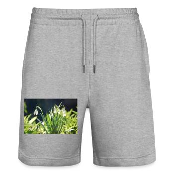 Schneeglöckchen Frühling Blüte Design - Stanley/Stella Unisex Bio Joggingshorts Trainer  - Grau meliert - Vorne - Nik (191cm) & Marisol (170cm)