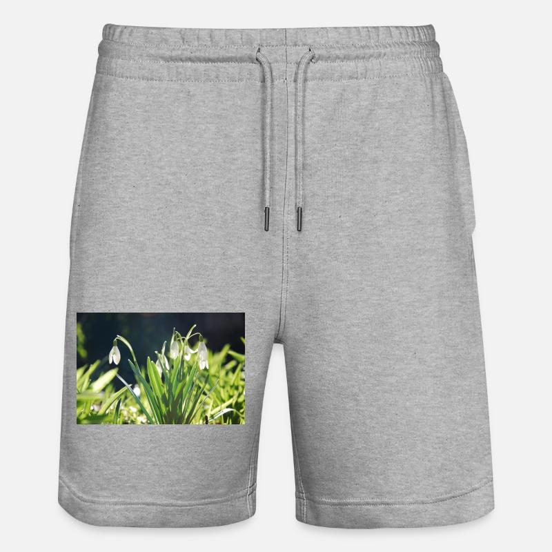 Schneeglöckchen Frühling Blüte Design - Stanley/Stella Unisex Bio Joggingshorts Trainer  - Grau meliert