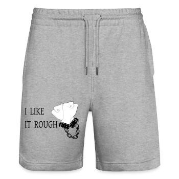 I Like it Rough - Stanley/Stella Trainer Unisex Organic Jogging Shorts - heather grey - Front - Nik (191cm) & Marisol (170cm)