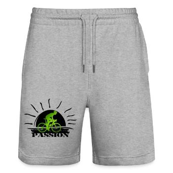 Cycliste en silhouette vert fluo - Short de jogging bio TRAINER Stanley/Stella unisexe - gris chiné - Devant - Nik (191cm) & Marisol (170cm)