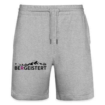 Bergeistert Motiv, Geschenk für Wanderer, Berge - Stanley/Stella Unisex Bio Joggingshorts Trainer  - Grau meliert - Vorne - Nik (191cm) & Marisol (170cm)