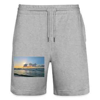 Sunset over the sea with clouds - Stanley/Stella Trainer Unisex Organic Jogging Shorts - heather grey - Front - Nik (191cm) & Marisol (170cm)
