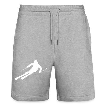 Minimalist Skier Silhouette Winter Sports - Stanley/Stella Trainer Unisex Organic Jogging Shorts - heather grey - Front - Nik (191cm) & Marisol (170cm)