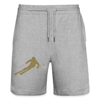 Minimalist Skier Silhouette Winter Sports - Stanley/Stella Trainer Unisex Organic Jogging Shorts - heather grey - Front - Nik (191cm) & Marisol (170cm)