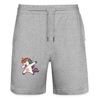 ✨ The Dabbing Unicorn – Where Magic Meets Swag! ✨ - Stanley/Stella Unisex Bio Joggingshorts Trainer  - Grau meliert - Vorne - Nik (191cm) & Marisol (170cm)