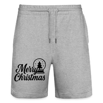 Merry Christmas Design with Christmas Ball - Stanley/Stella Trainer Unisex Organic Jogging Shorts - heather grey - Front - Nik (191cm) & Marisol (170cm)