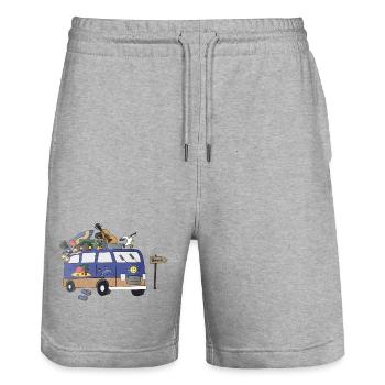 Beach Camper Life - Stanley/Stella Trainer Unisex Organic Jogging Shorts - heather grey - Front - Nik (191cm) & Marisol (170cm)