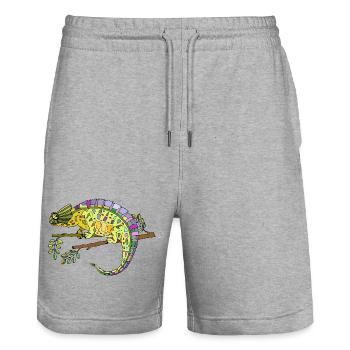 Caméléon - Short de jogging bio TRAINER Stanley/Stella unisexe - gris chiné - Devant - Nik (191cm) & Marisol (170cm)