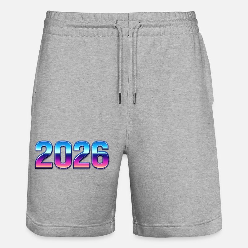 Neon 2026 Gradient Design - Stanley/Stella Trainer Unisex Organic Jogging Shorts - heather grey