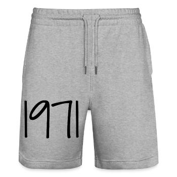 1971 Jubiläum 1971 Im Jahr 1971 wurden Legenden geboren - Stanley/Stella Unisex Bio Joggingshorts Trainer  - Grau meliert - Vorne - Nik (191cm) & Marisol (170cm)