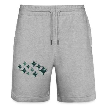 Banc de raies manta – Un monde sous-marin élégant - Short de jogging bio TRAINER Stanley/Stella unisexe - gris chiné - Devant - Nik (191cm) & Marisol (170cm)