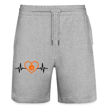 Basketball-Herz im minimalistischen Stil - Stanley/Stella Unisex Bio Joggingshorts Trainer  - Grau meliert - Vorne - Nik (191cm) & Marisol (170cm)
