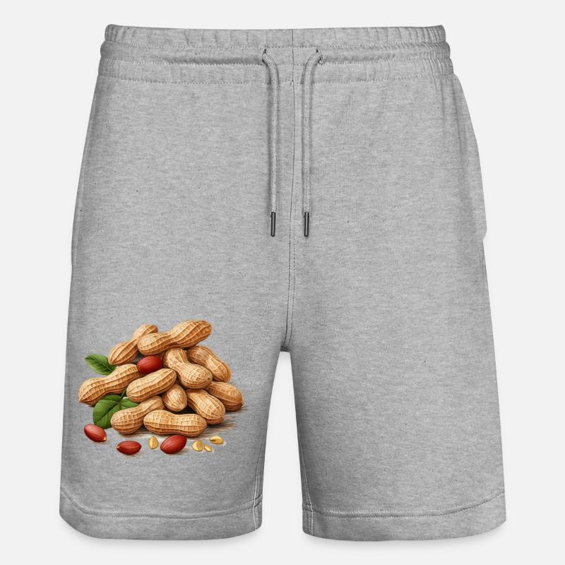 Cacahuètes grillées avec détails de feuilles - Short de jogging bio TRAINER Stanley/Stella unisexe - gris chiné