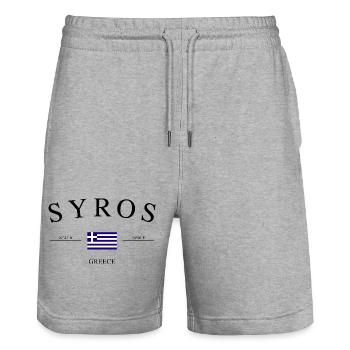 Syros Greece – Holiday Souvenir &amp; Gift - Stanley/Stella Trainer Unisex Organic Jogging Shorts - heather grey - Front - Nik (191cm) & Marisol (170cm)