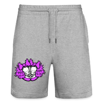 2 Horses Girl Female Team Couple Woman Bow - Stanley/Stella Trainer Unisex Organic Jogging Shorts - heather grey - Front - Nik (191cm) & Marisol (170cm)