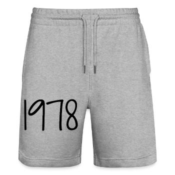 1978 Jubiläum 1978 1978 wurden Legenden geboren - Stanley/Stella Unisex Bio Joggingshorts Trainer  - Grau meliert - Vorne - Nik (191cm) & Marisol (170cm)