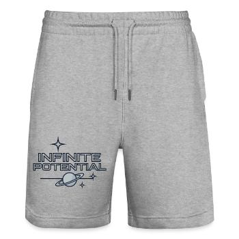 Infinite Potential - Stanley/Stella Trainer Unisex Organic Jogging Shorts - heather grey - Front - Nik (191cm) & Marisol (170cm)