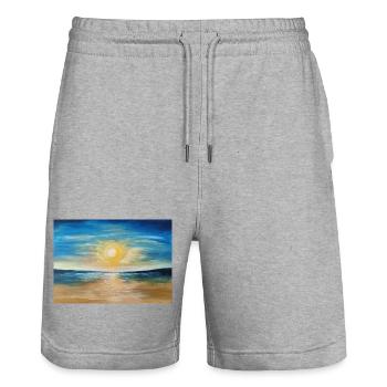 Sunset Reflection Over Calm Waters - Stanley/Stella Trainer Unisex Organic Jogging Shorts - heather grey - Front - Nik (191cm) & Marisol (170cm)