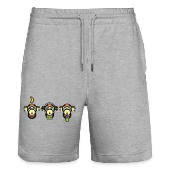 Wiser Monkeys - Stanley/Stella Trainer Unisex Organic Jogging Shorts - heather grey - Front - Nik (191cm) & Marisol (170cm)