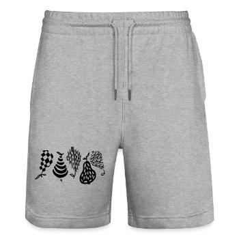 Pear - Stanley/Stella Trainer Unisex Organic Jogging Shorts - heather grey - Front - Nik (191cm) & Marisol (170cm)