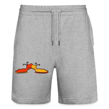 2 snails kiss two slugs couple love - Stanley/Stella Trainer Unisex Organic Jogging Shorts - heather grey - Front - Nik (191cm) & Marisol (170cm)