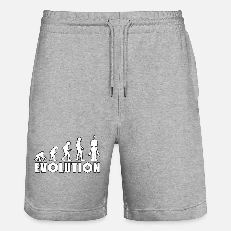 Evolution mit Roboterfigur Design - Stanley/Stella Unisex Bio Joggingshorts Trainer  - Grau meliert