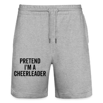 Pretend I’m a Cheerleader - Stanley/Stella Trainer Unisex Organic Jogging Shorts - heather grey - Front - Nik (191cm) & Marisol (170cm)