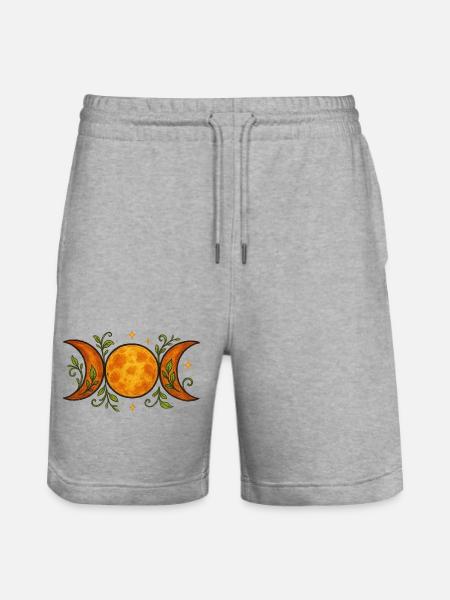 Celestial Lunar Phases with Botanical Accents - Stanley/Stella Trainer Unisex Organic Jogging Shorts - heather grey