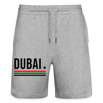 Dubai – Skyline Streetwear Shirt - Stanley/Stella Unisex Bio Joggingshorts Trainer  - Grau meliert - Vorne - Nik (191cm) & Marisol (170cm)