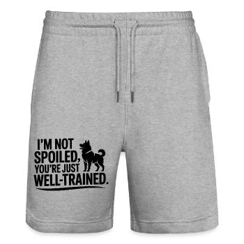 Spoiled Husky Funny Dog Quote  - Stanley/Stella Trainer Unisex Organic Jogging Shorts - heather grey - Front - Nik (191cm) & Marisol (170cm)