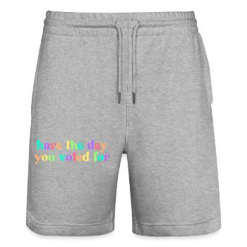 Relive the day you voted for - Stanley/Stella Trainer Unisex Organic Jogging Shorts - heather grey - Front - Nik (191cm) & Marisol (170cm)