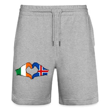 Irland Island Flagge Hände Herzform - Stanley/Stella Unisex Bio Joggingshorts Trainer  - Grau meliert - Vorne - Nik (191cm) & Marisol (170cm)