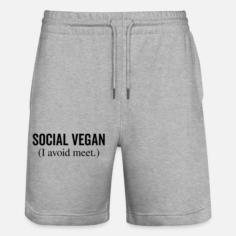 Social Vegan J’évite de rencontrer - Short de jogging bio TRAINER Stanley/Stella unisexe - gris chiné