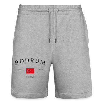 Bodrum Türkiye – Souvenir et cadeau de vacances - Short de jogging bio TRAINER Stanley/Stella unisexe - gris chiné - Devant - Nik (191cm) & Marisol (170cm)