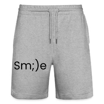 Remember to smile - Stanley/Stella Trainer Unisex Organic Jogging Shorts - heather grey - Front - Nik (191cm) & Marisol (170cm)