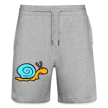 snail shell snail slug smiles sweetly - Stanley/Stella Trainer Unisex Organic Jogging Shorts - heather grey - Front - Nik (191cm) & Marisol (170cm)