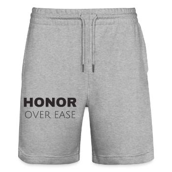 Ehre vor Leichtigkeit – Minimalistisches Motivationszitat - Stanley/Stella Unisex Bio Joggingshorts Trainer  - Grau meliert - Vorne - Nik (191cm) & Marisol (170cm)