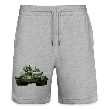 T-90 - Stanley/Stella Trainer Unisex Organic Jogging Shorts - heather grey - Front - Nik (191cm) & Marisol (170cm)
