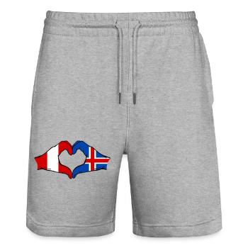 Peru Island Flagge Hände Herzform - Stanley/Stella Unisex Bio Joggingshorts Trainer  - Grau meliert - Vorne - Nik (191cm) & Marisol (170cm)