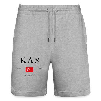Kaş Turkey – Holiday Souvenir & Gift - Stanley/Stella Trainer Unisex Organic Jogging Shorts - heather grey - Front - Nik (191cm) & Marisol (170cm)