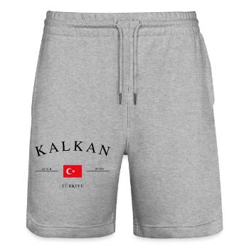 Kalkan Turkey – Holiday Souvenir & Gift - Stanley/Stella Trainer Unisex Organic Jogging Shorts - heather grey - Front - Nik (191cm) & Marisol (170cm)
