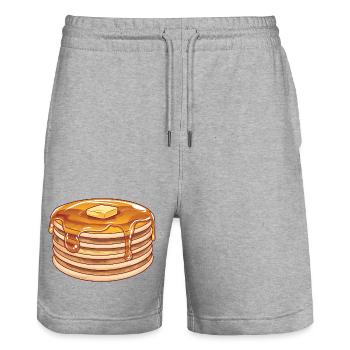 Pile de crêpes classiques sucrées - Short de jogging bio TRAINER Stanley/Stella unisexe - gris chiné - Devant - Nik (191cm) & Marisol (170cm)