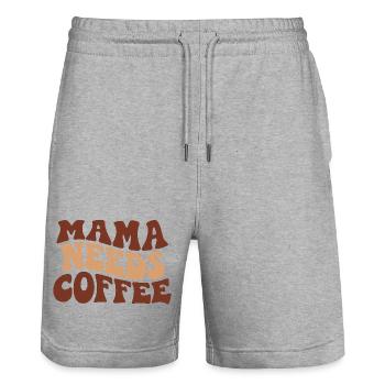 Maman a besoin de café Café drôle Maman dire - Short de jogging bio TRAINER Stanley/Stella unisexe - gris chiné - Devant - Nik (191cm) & Marisol (170cm)