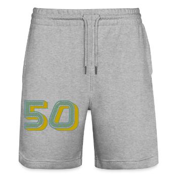 Numéro 50 Graphique Moderne - Short de jogging bio TRAINER Stanley/Stella unisexe - gris chiné - Devant - Nik (191cm) & Marisol (170cm)