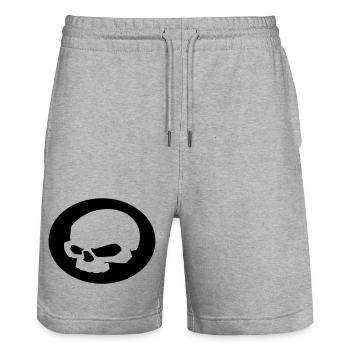 Skull - Stanley/Stella Trainer Unisex Organic Jogging Shorts - heather grey - Front - Nik (191cm) & Marisol (170cm)