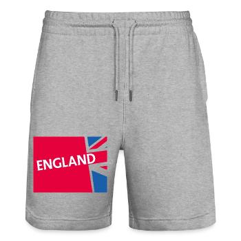 Flagge von England mit modernem Touch - Stanley/Stella Unisex Bio Joggingshorts Trainer  - Grau meliert - Vorne - Nik (191cm) & Marisol (170cm)