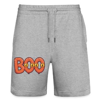 Halloween Boo Lettres effrayantes avec des yeux effrayants - Short de jogging bio TRAINER Stanley/Stella unisexe - gris chiné - Devant - Nik (191cm) & Marisol (170cm)