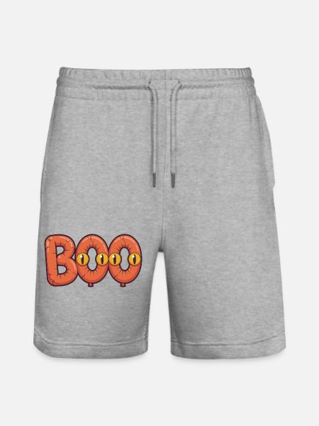 Halloween Boo Creepy Letters with Scary Glow Eyes - Stanley/Stella Trainer Unisex Organic Jogging Shorts - heather grey
